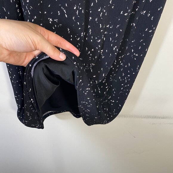 Ann Taylor: Black V-Neck Dressy Dress with Scattered White Dots - Size 2 - Picture 4 of 4